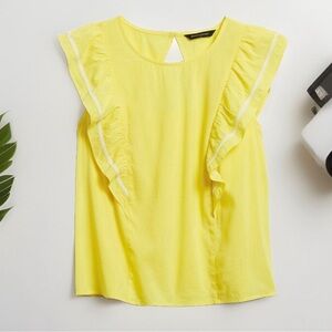 Banana Republic Womens Sleeveless Tops Petite Size-L Ruffle Blouse Yellow New